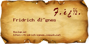 Fridrich Ágnes névjegykártya